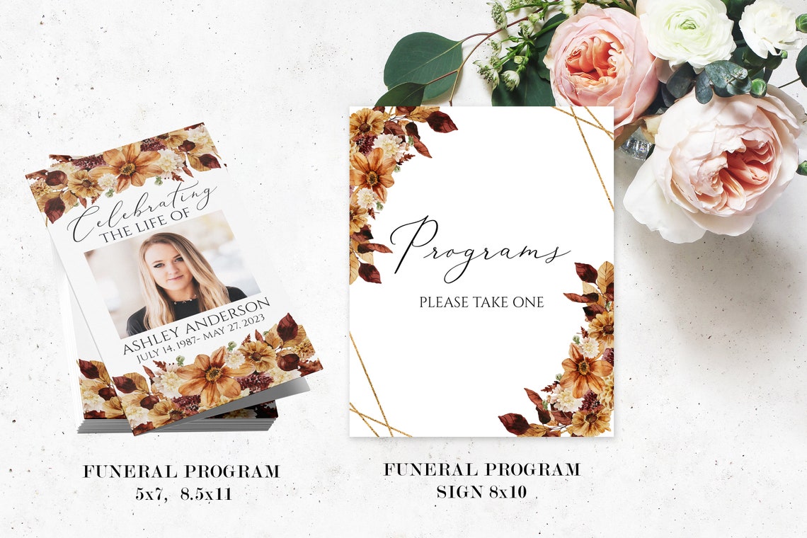 Editable Fall Funeral Bundle, Autumn Memorial Package, Celebration of ...