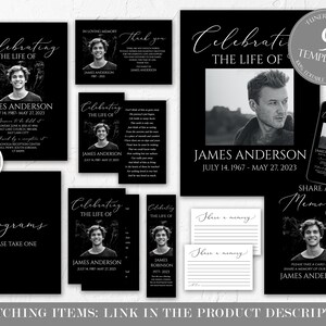 Black Funeral Bundle Templates, Black Memorial Package, Black Celebration of Life Package Black In Loving Memory Suite, Black Funeral Set B3