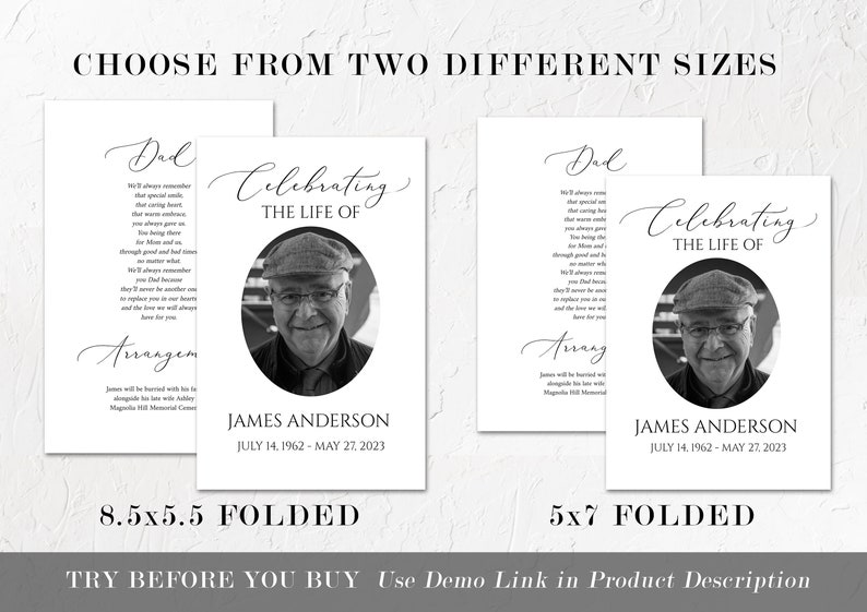 Celebration of Life Funeral Program Template Editable Funeral Etsy