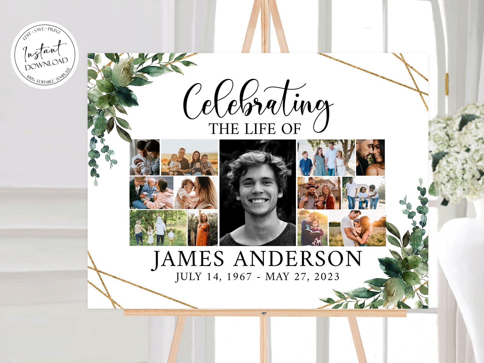 Multiple Funeral Celebration of Life Multiple Photos Funeral Welcome Sign Editable ...