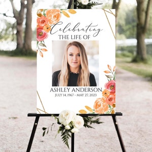 Celebration of Life Welcome Sign, Fall Funeral Welcome Sign, in Loving