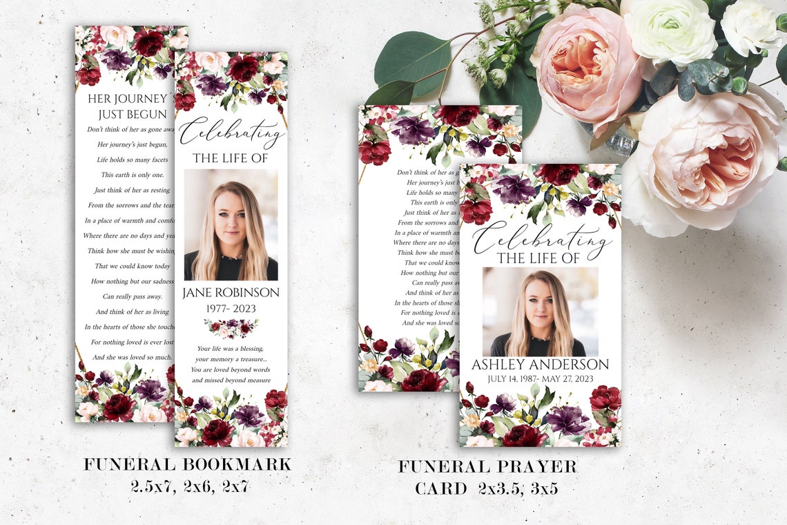 Red Roses Memorial Editable Funeral Bundle, Red Roses Memorial Package, Celebration of ...
