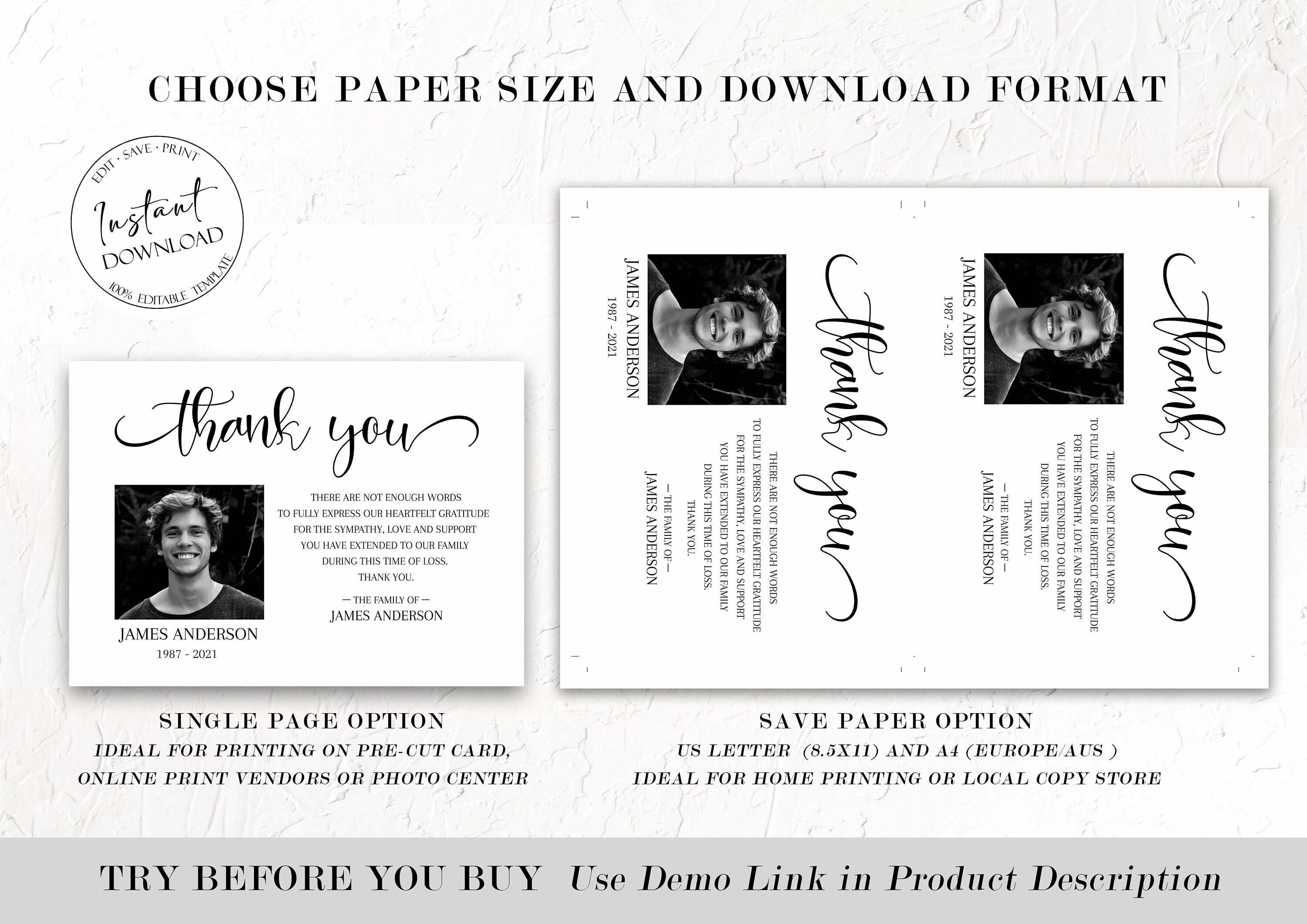 Funeral Thank You Celebration of Life Funeral Thank You Etsy