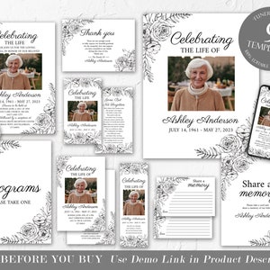 Bearbeitbares Bestattungspaket, Gedenkpaket, Vorlagen zum Feiern des Lebens, In liebevollem Andenken