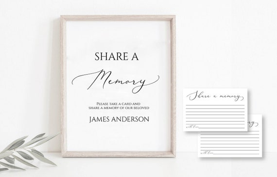 Share a Memory Funeral Sign and Share a Memory Card, Simple Funeral Memory Card Editable Funeral share a memory template Funeral Template S1