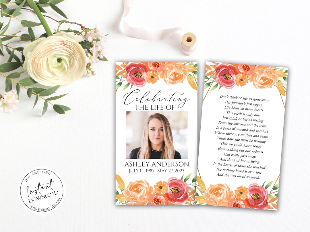 Editable Funeral Prayer Cards Template Printable Fall Memorial Prayer Editable Funeral Prayer Cards Template Printable Fall Memorial Prayer