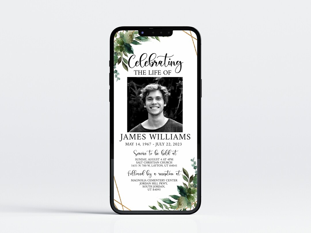 Celebration of Life Invitation, Greenery Digital Funeral Invitation