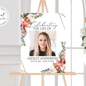 Celebration of Life Welcome Sign, Christmas Funeral Welcome Sign in