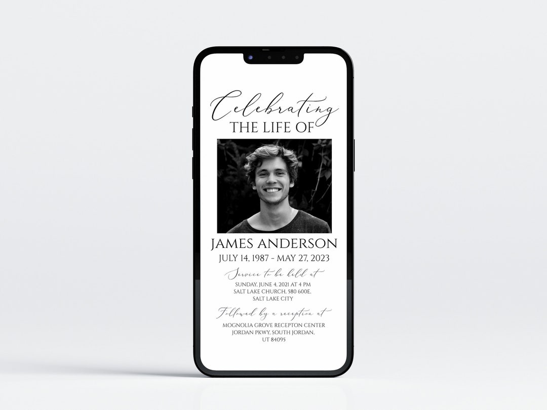 Celebration of Life Invitation, Simple Digital Funeral Invitation