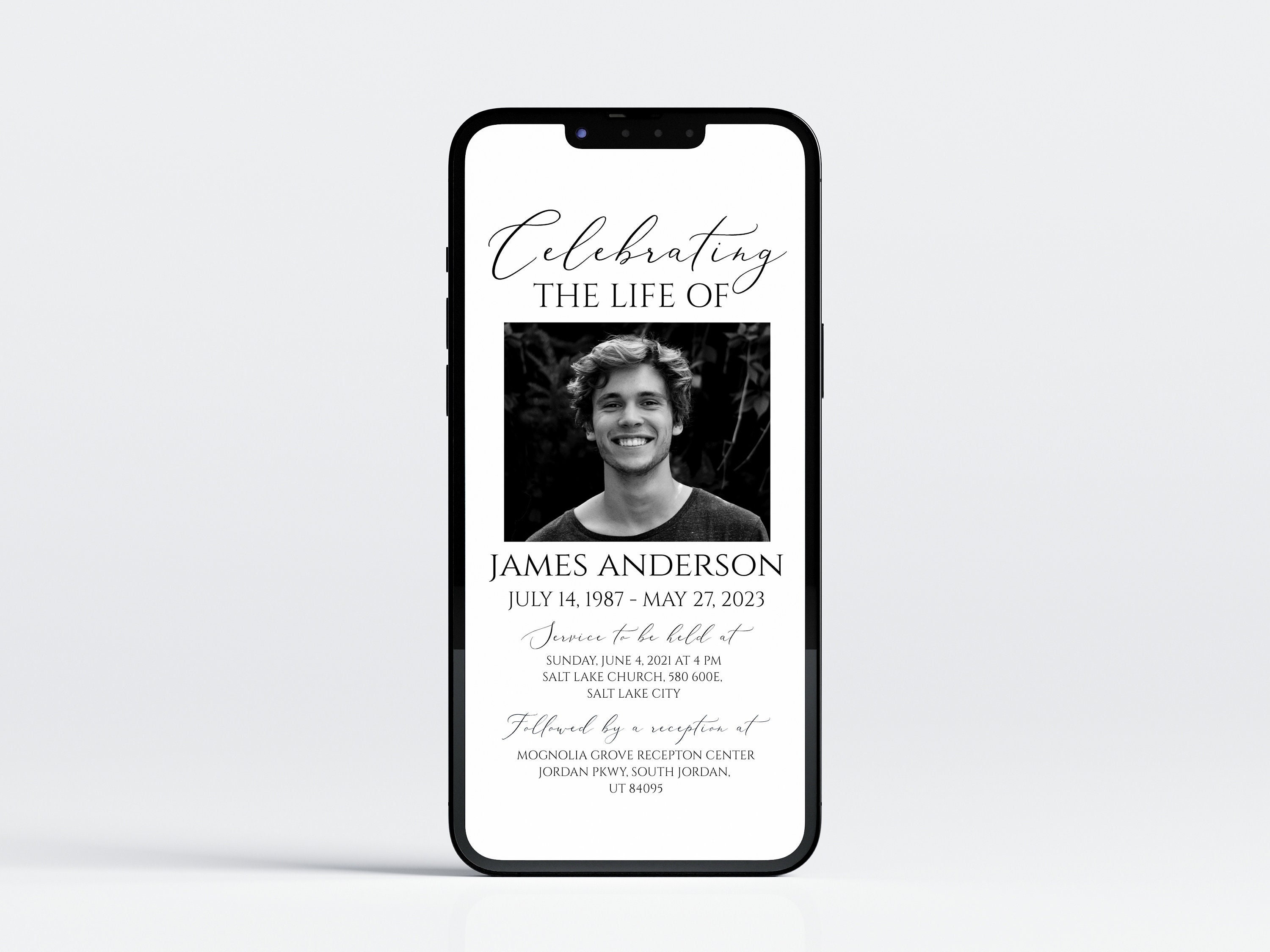 Celebration of Life Invitation Simple Digital Funeral Etsy