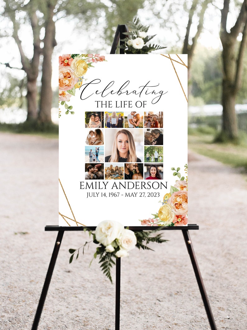 Celebration of Life Photo Collage Funeral Welcome Sign | Etsy