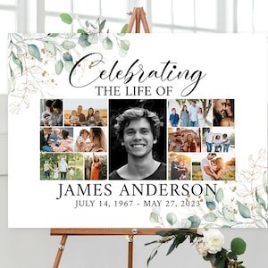 Celebration of Life Multiple Photos Funeral Welcome Sign Template ...