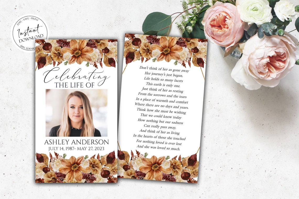 Editable Funeral Prayer Cards Template Printable Fall Etsy Editable Funeral Prayer Cards Template Printable Fall Etsy