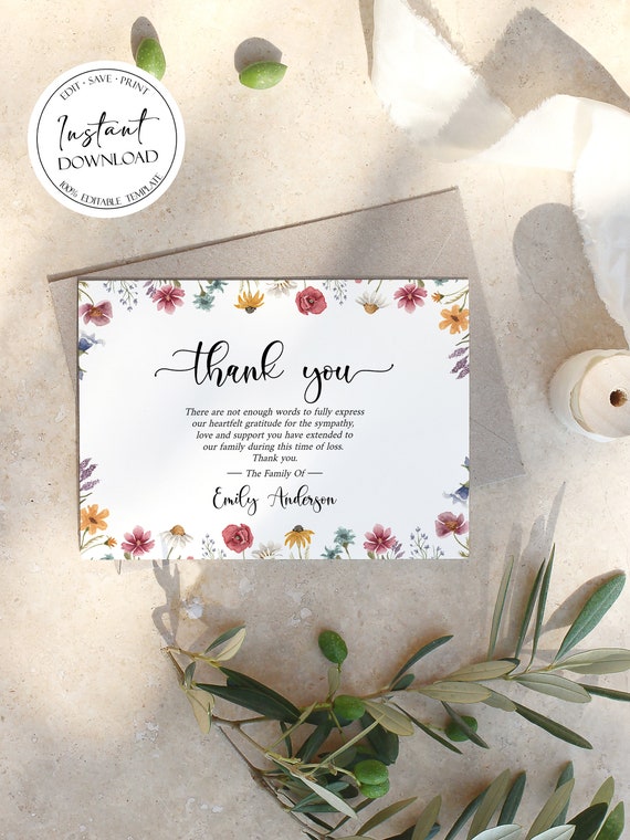 WBdesignz Set 10 Biglietti Di Ringraziamento Con Soffione - Partecipazione Funerale, Carta 300g/m², Confezionati Con Buste In Carta Kraft - 5