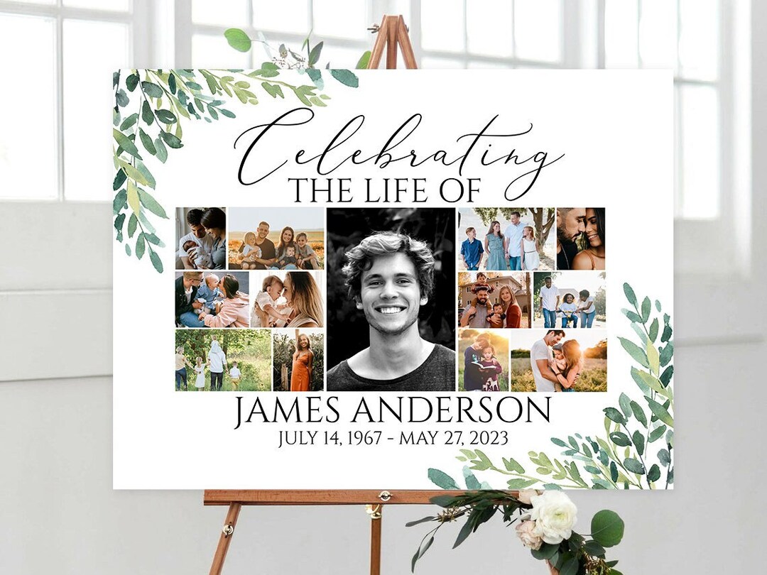 Multiple Funeral Celebration of Life Multiple Photos Funeral Welcome Sign, Editable ...