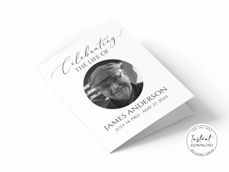 Celebration of Life Funeral Program Template Editable Funeral Etsy
