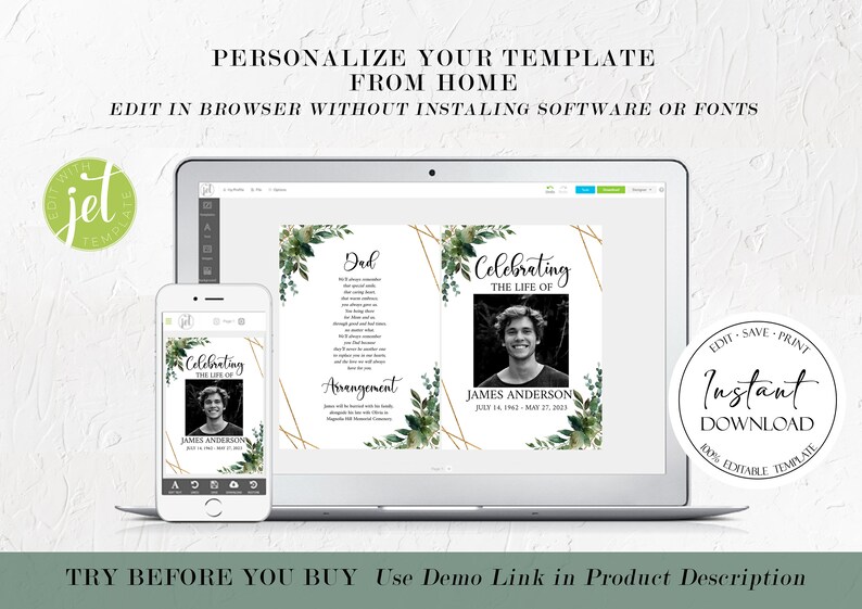 Celebration of Life Funeral Program Template Funeral - Etsy