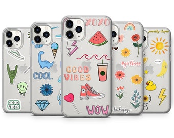 Stickers Phone Case | Transparent | fit for iPhone Samsung Huawei phone case | Worldwide Shipping | D59