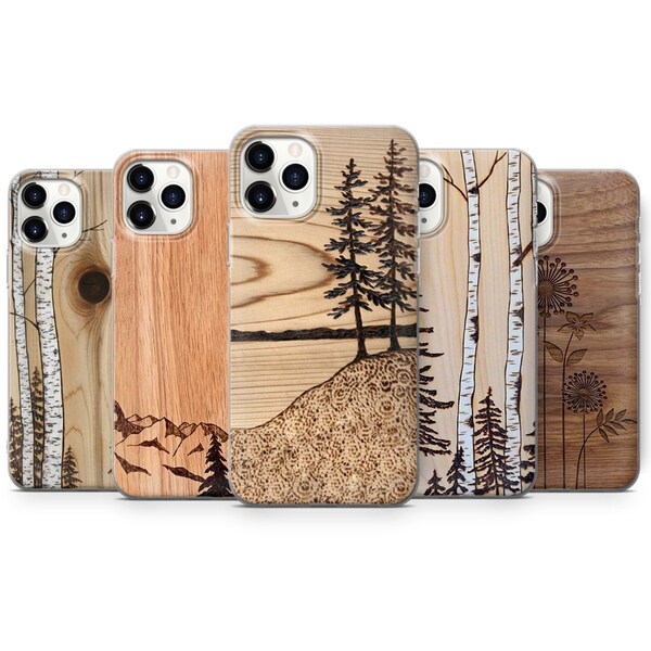 Bedruckte Holz Muster Handyhülle SILIKON Hülle passend für iPhone 13 Pro,12,11,XR,XS,8+,7 & Samsung S10,S20,S21,A50,A51,Huawei P20, P30 Lite D48