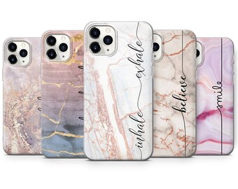 Funda de mármol para teléfono Funda motivacional para iPhone 12 Pro 11 XS 7 8 SE 2020 y Samsung S10 Lite S8 A71 A51 Huawei P20 P30 D25