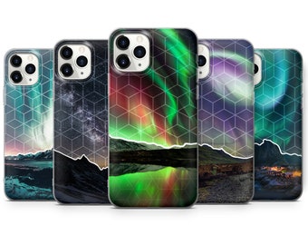 Funda para teléfono auroras boreales Cubierta adecuada para iPhone 12 Pro 11 XS 7 8 SE 2020 y Samsung S10 Lite S8 A71 A51 Huawei P20 P30 D6