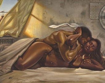 I Surrender | Kevin A. Williams | WAK | lovers | man | woman | romantic | African American art | black art | home decor l unframed |