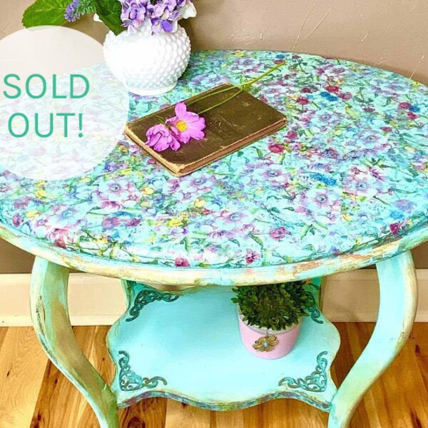 Painted Side Table Etsy