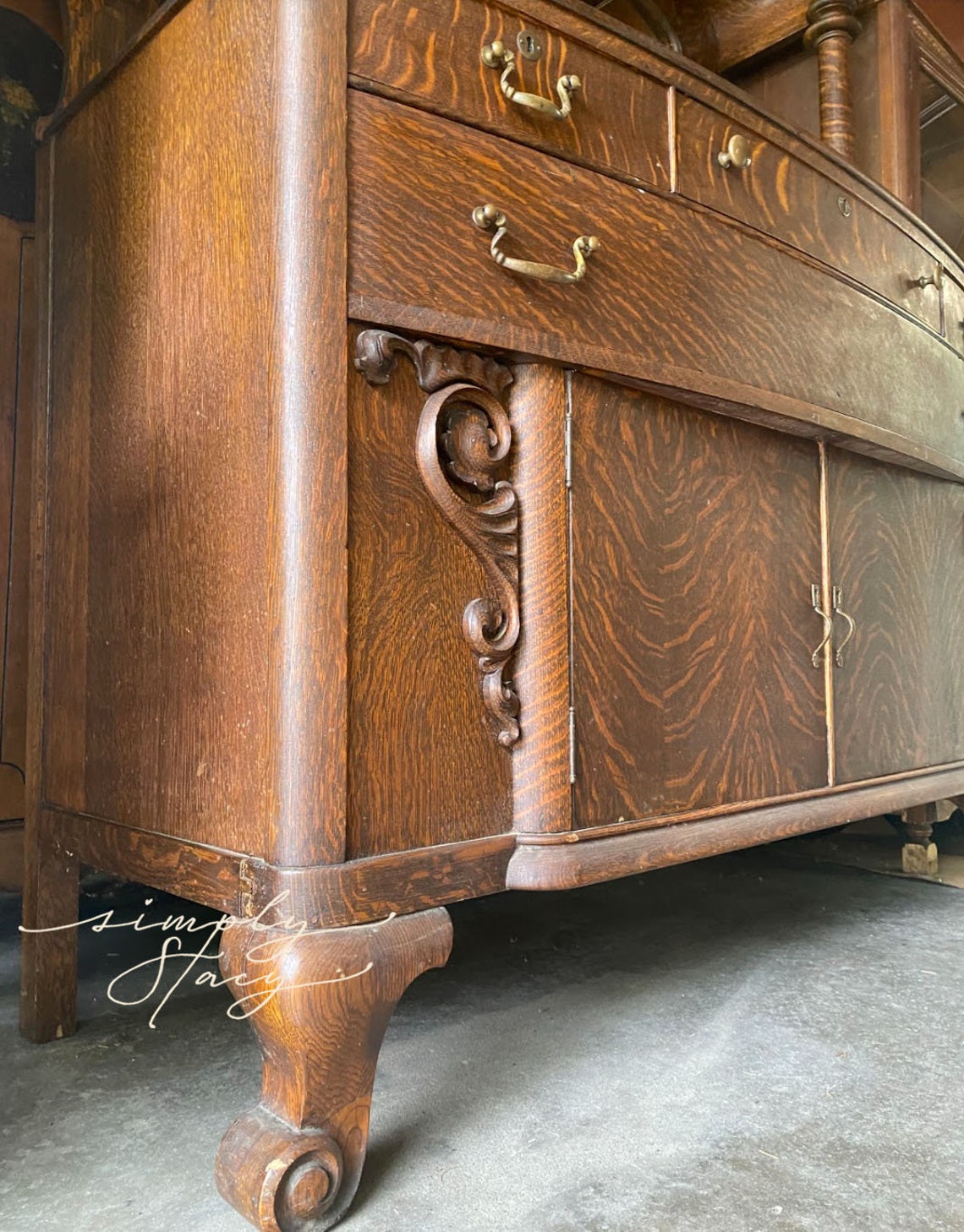 Antique Tiger Oak Buffet/mirror Sideboard Circa. Early 1900s. Etsy