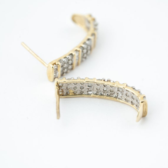 Diamond J hoop earrings, 10k yellow gold, 1/5 car… - image 4
