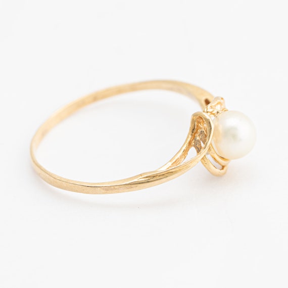 Pearl gold ring 18k yellow gold, Ring size 6.5, 4… - image 2