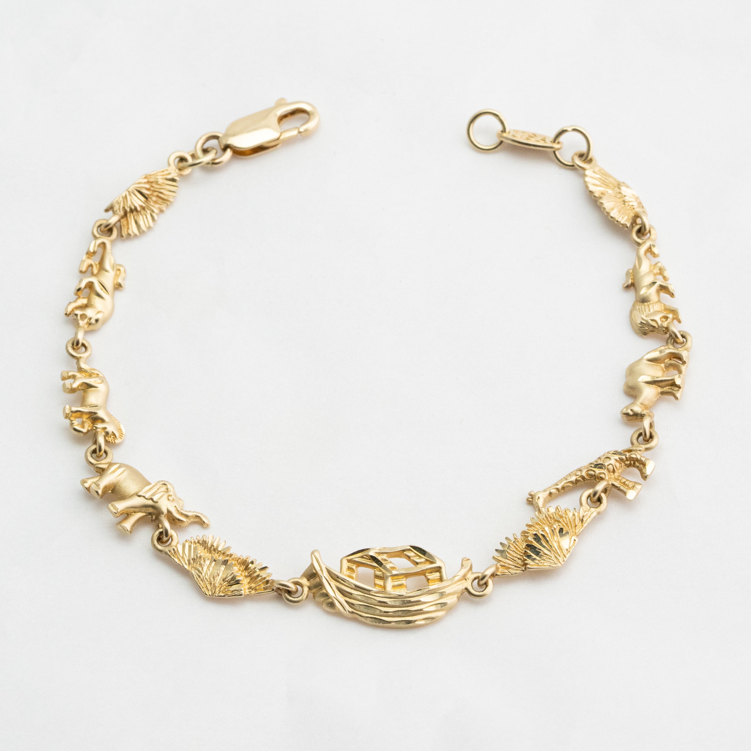 Noah's Ark Bracelet 14k Yellow Gold, 7.25 Inches Length, Animal