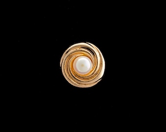 Aretes de perlas de oro amarillo de 14 k, perlas cultivadas de agua dulce de 3 mm, respaldo de plástico