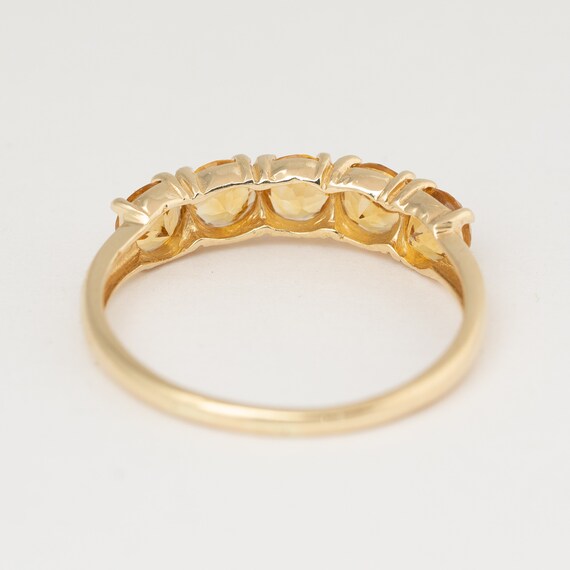Citrine gemstone yellow gold ring, 4mm,  14k yell… - image 3