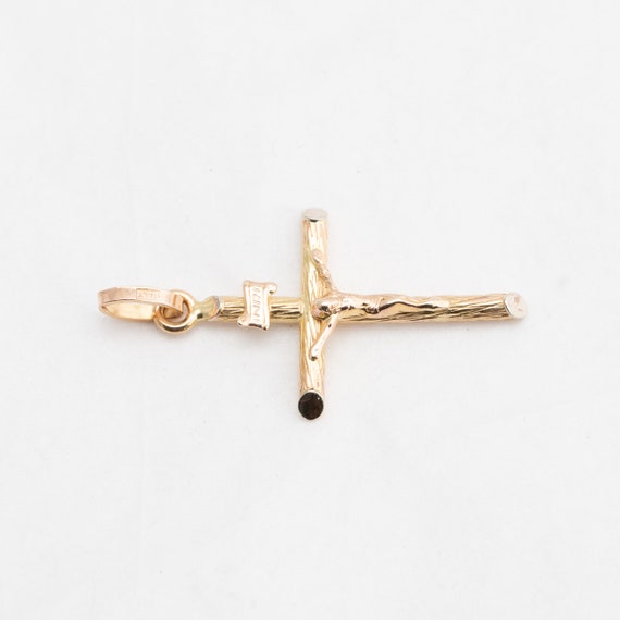 14k Crucifix Yellow Gold Pendant - image 2