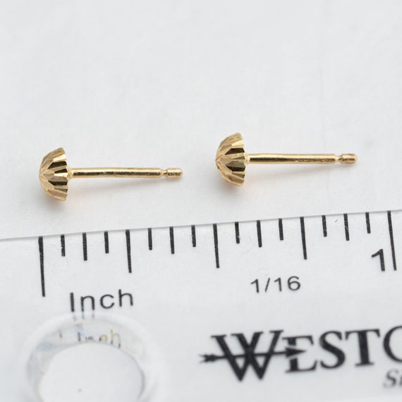 Tiny sparkling gold stud earrings in 14k yellow g… - image 7