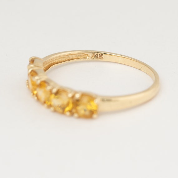 Citrine gemstone yellow gold ring, 4mm,  14k yell… - image 6