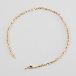 10k yellow gold rope anklet, Solid gold, 8.5 inches, 2mm width