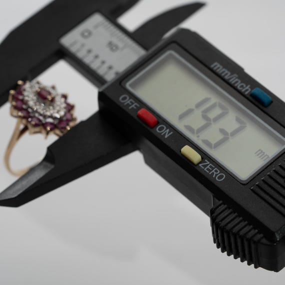 Ruby Cluster Ring with small diamonds, 10k Yellow… - image 7