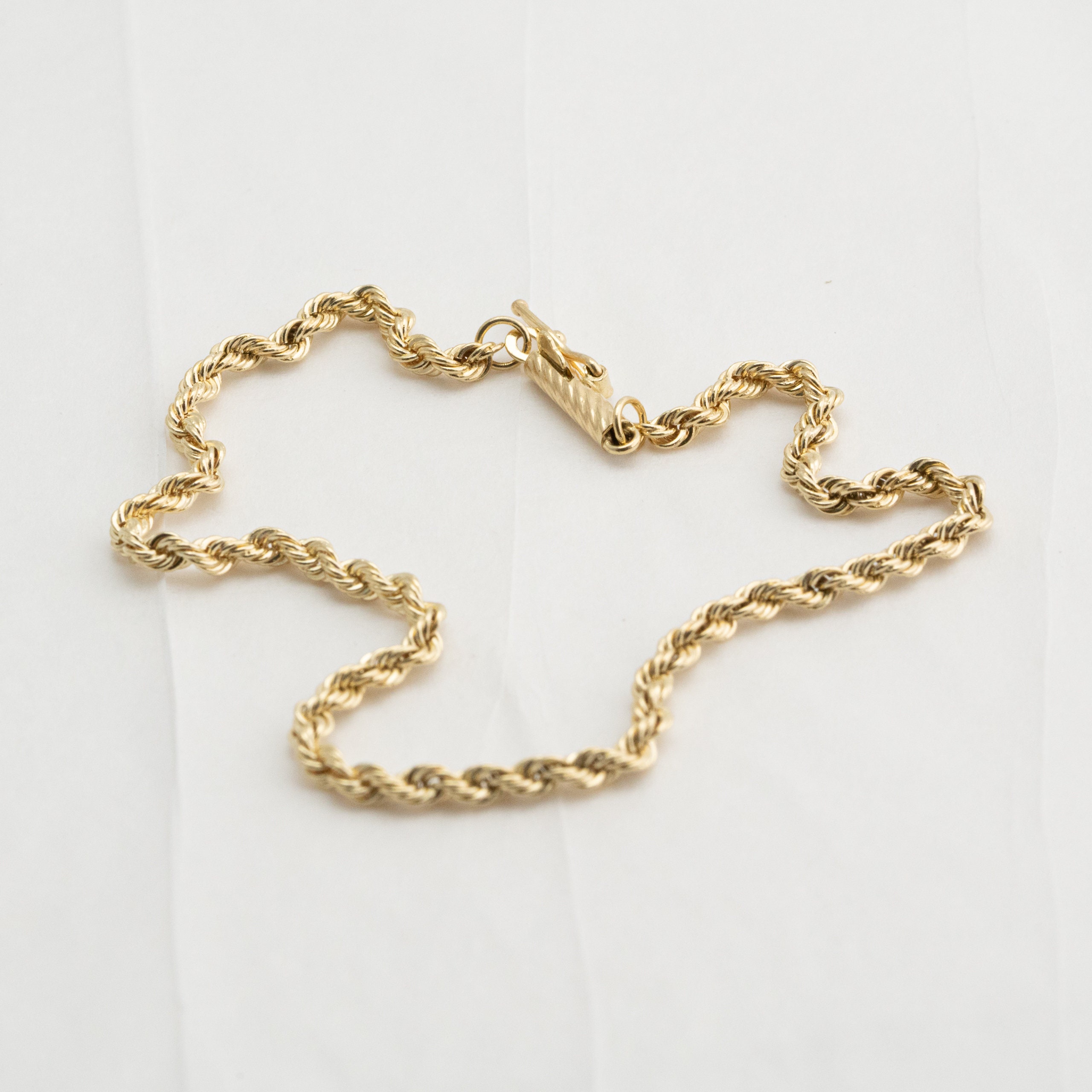 Vintage 14k Yellow Gold Rope Bracelet, 7 Inches, 2mm Width - Etsy