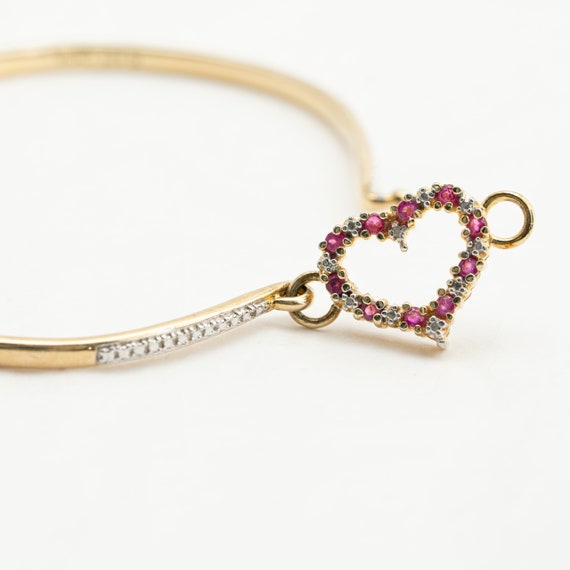 Ruby Heart Bracelet, 925 Sterling Silver Bracelet… - image 3