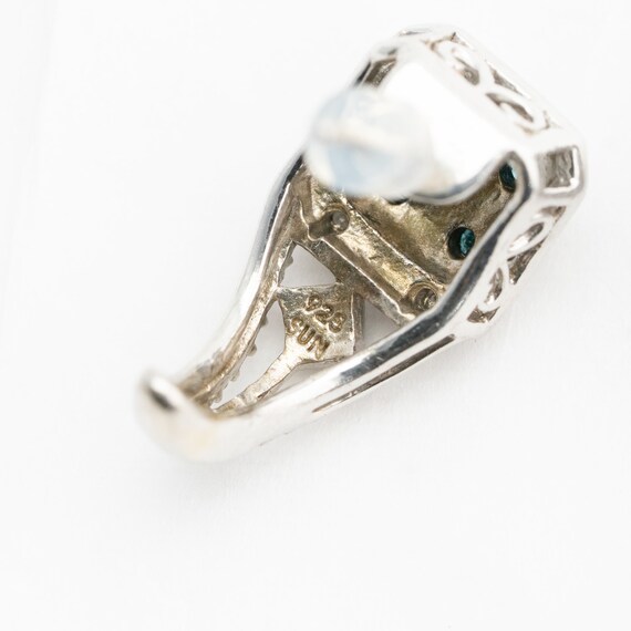 Blue Diamond Sterling Silver Drop Hugging Earrings - image 5