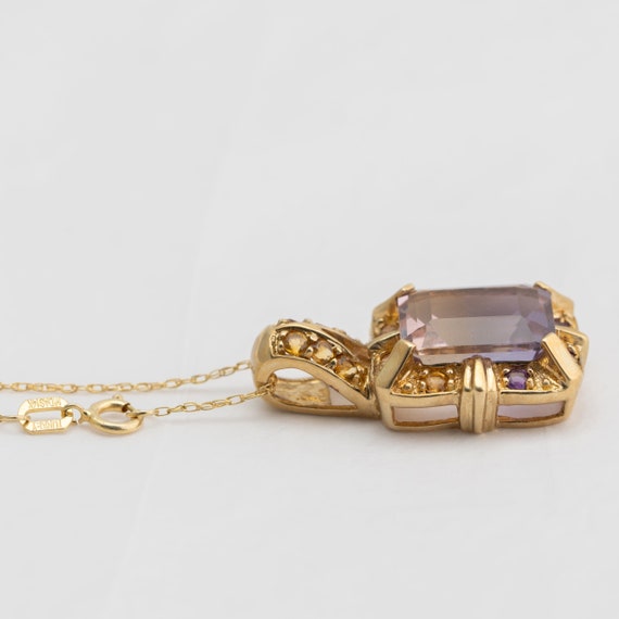 Ametrine gemstone, 10k yellow gold pendant, citri… - image 3