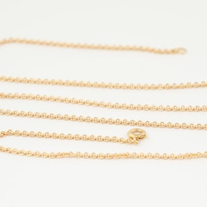 May include: A gold chain necklace with a lobster clasp.