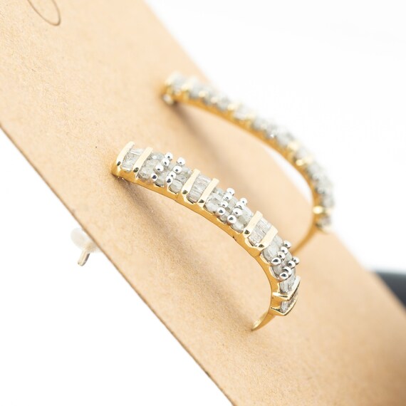 Diamond J hoop earrings, 10k yellow gold, 1/5 car… - image 7