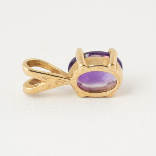 Amethyst pendant, 10k yellow shops gold, February birthstone, Amethyst oval gemstone, 7x5mm