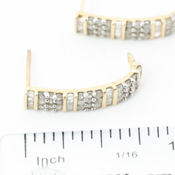 Diamond J hoop earrings, 10k yellow gold, 1/5 car… - image 9