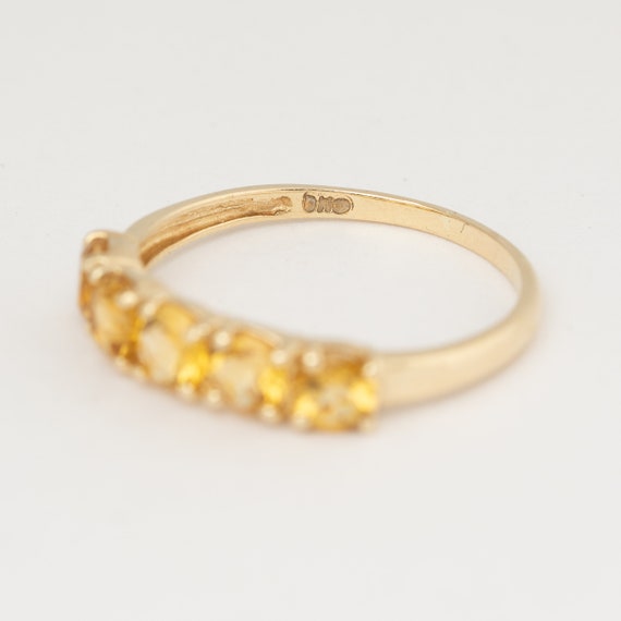 Citrine gemstone yellow gold ring, 4mm,  14k yell… - image 5
