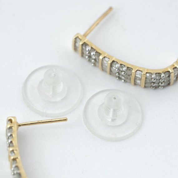 Diamond J hoop earrings, 10k yellow gold, 1/5 car… - image 10