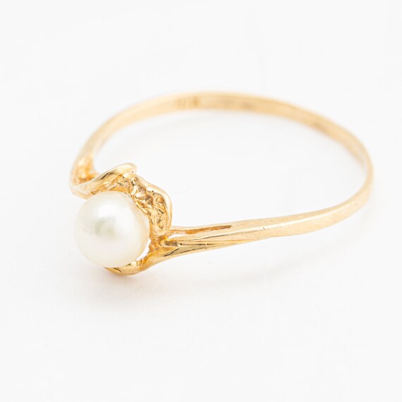 Pearl gold ring 18k yellow gold, Ring size 6.5, 4… - image 5