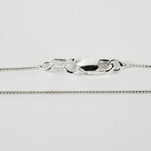 925 Sterling Silver Rounded Box Chain, 20 Inches, .65mm width, Lobster Claw